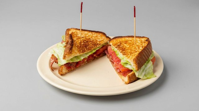 BLT with bacon, lettuce and tomato on toast, cut in half, at Betty's Bar-B-Q in Anniston, AL