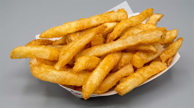 Basket of crinkle cut french fries at Betty's Bar-B-Q in Anniston, AL