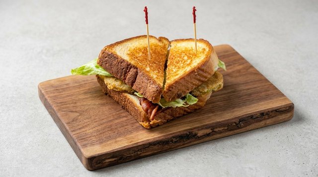 Fried green tomato BLT with bacon and lettuce on toasted bread at Betty's Bar-B-Q in Anniston, AL
