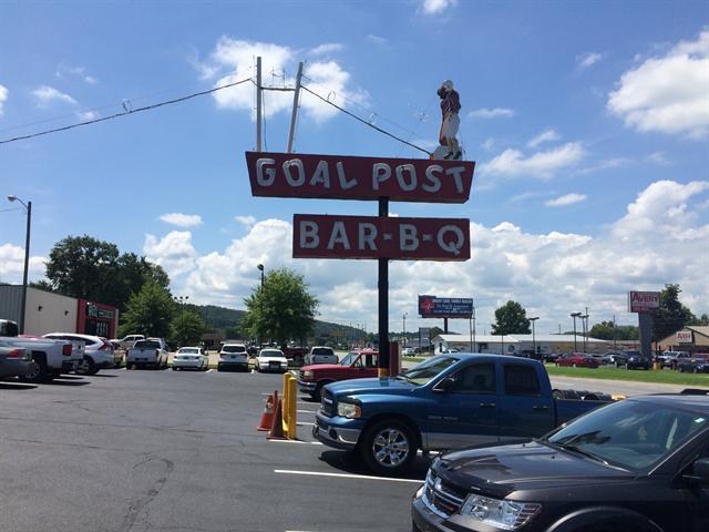 The landmark Goal Post Bar-B-Q sign on Quintard Avenue