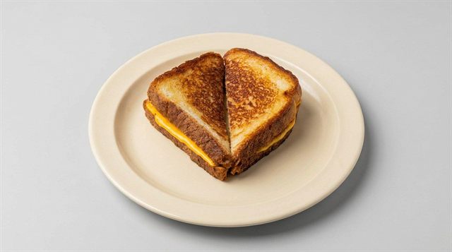 Grilled cheese sandwich cut in half at Betty's Bar-B-Q in Anniston, AL