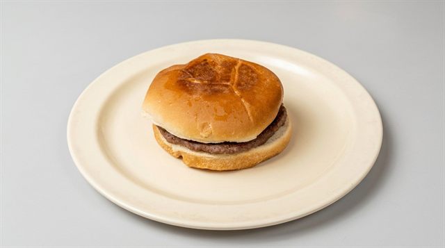 Kid's hamburger on a bun at Betty's Bar-B-Q in Anniston, AL
