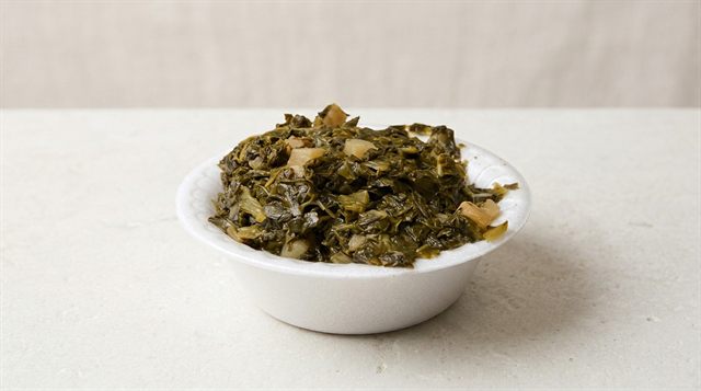 Bowl of turnip greens at Betty's Bar-B-Q in Anniston, AL